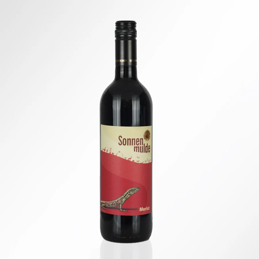 Flasche des Merlot Bio-Qualitätswein 2021 von Sonnenmulde BioWeine